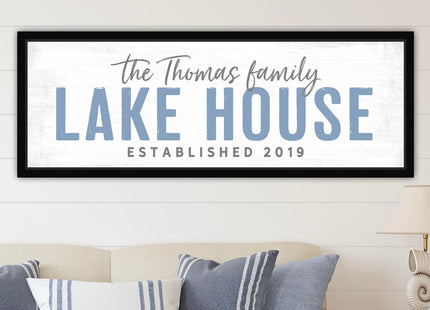 Personalized Lake House Family Name Canvas Wall Art Custom Established