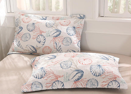 WINLIFE 100% Cotton Ocean Beach Quilt Set Blush Pink Queen Size 90''x98''