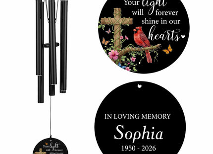 Personalzed Cardinal Memorial Wind Chimes for Sympathy