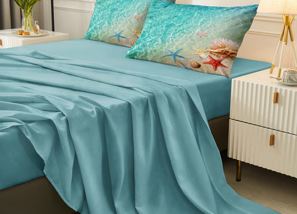 Merryword King Ocean Bedding Set (8pcs, Green) - Beach Style Bed-in-a-Bag with Comforter, Sheets, Pillowcases & Cushion Cover