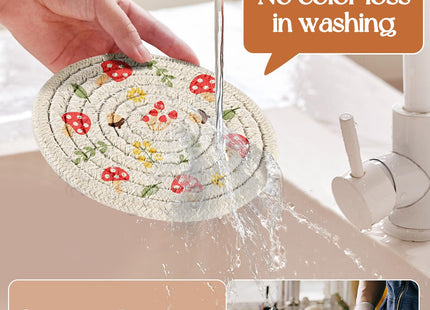 Kokaaee Absorbent Cup Coasters Set of 6 with Holder, Red Mushroom