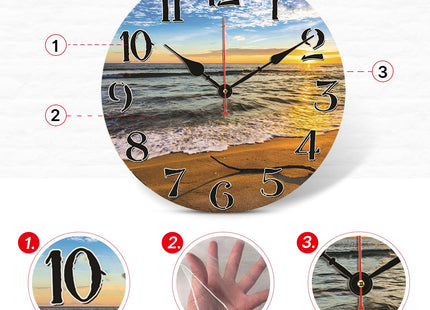 TAHEAT 12 Inch Beach Sea Wall Clock, Modern Nautical Bathroom Decor, Decorative Battery Operated Silent Non Ticking Wall Clocks for Living Room Kitchen Bedroom Office