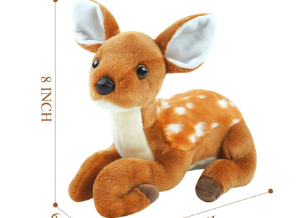 JUSTQUNSEEN Realistic Deer Stuffed Animals,10 Inch Female Stuffed Deer Plush Toy,Lying Position Brown Deer Wild Animals,Soft Cuddly Toys Decoration for Christmas Birthday