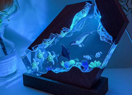 Humpback Whale Ocean Resin Lamp, Handmade Resin Night Light for Home Decor