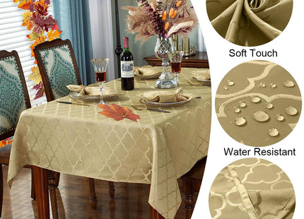 SASTYBALE Autumn Gold Champagne Jacquard Damask Square Tablecloth 52"x52"