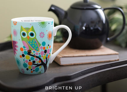 Divinity Boutique Owl Mug - Inspirational Ceramic Coffee Mug with Scripture for Women, Mom, Friends, Owl Lovers that is Colorful and Dishwasher Safe
