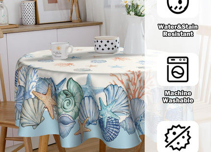 VentuCoven Summer Tablecloth 60 inch Round Table Cloth Beach Table Cloths Starfish Tablecloths for Kitchen Dining Decorations Holiday