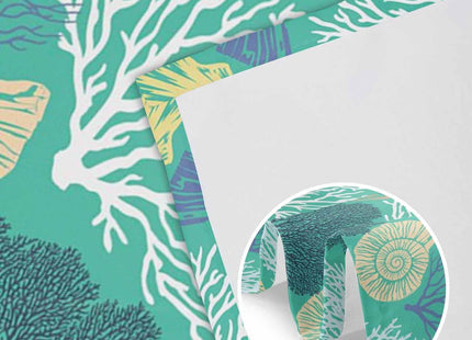 Coastal Valance Curtains for Windows Starfish Shellfish Kitchen Curtains Window Treatment Aqua Green Beach Coral Curtain Rod Pocket Valances for Kitchen Bathroom Living Room 54x18 inch, 1 Panel
