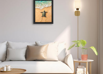 Beach Sea Turtle Decor Wall Art, Ocean Coastal Nautical Picture 8"x10"