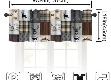 SXXLDNG Rustic Farmhouse Valances Curtains for Kitchen Windows, Lodge Bear Moose Deer Country Style Farmhouse Country Short Curtains Treatments for Bedroom Living Room Bathroom,54" X 18"