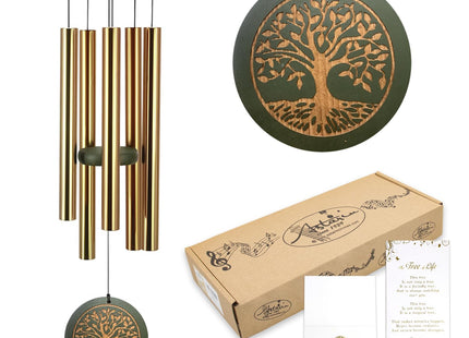 Wind Chimes for Outdoor & Gifts – Engraved Tree of Life