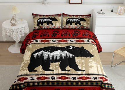 Erosebridal Western Bedding Sets Full Dream Catcher Quilt for Kids Child Boys Girls,Abstract Black Bear Comforter Set Bohemia Aztec Duvet Insert,Galaxy Sun and Moon Wild Animal Room Decor,Red Black