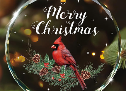WhatSign Glass Cardinal Christmas Ornament Sympathy Memorial Keepsake