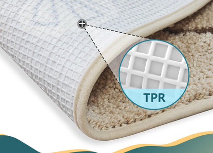 Beach Bathroom Rugs Soft Absorbent Ocean Wave Bath Mat with Non-Slip Backing Coastal Decor for Bathroom Kitchen Entryway, Blue Sea Design with Starfish Shells Pattern Bath Decor (C, 24"x47")