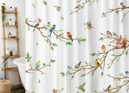 Arquiel Bird Branch Squirrel Polyester Shower Curtain, Squirrel, 72×72 in