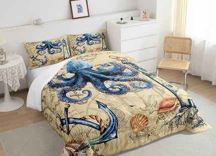 Feelyou Octopus Ocean Kraken Comforter Set Queen Size Girls Boys Bedding