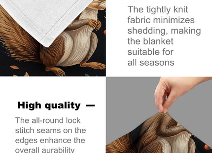 Squirrel Blanket for Kids Adults, Flannel Squirrel Blankets Gifts, Mushroom Squirrel Throw Blanket for Sofa Couch Bed Living Room Soft Warm Cozy Squirrel Decor 50" x 40"