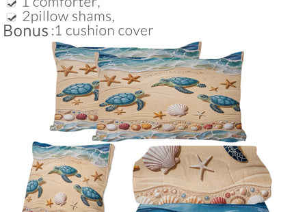 Sleepwish Coastal Turtle Comforter Set 4-Piece Twin