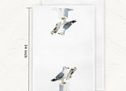 BNHJKFQZ Reading Seagull Bathroom Hand Towel Decorative,Funny Coastal Beach Seagull Hand Towels Drying Cloth for Kids Toddler Bathroom Decor, Beach Kitchen Towels, 16x24 Inch