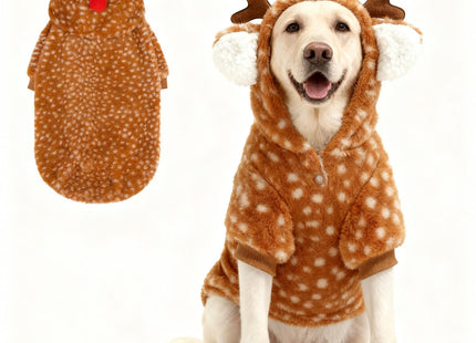 EXPAWLORER Dog Hoodie Christmas Reindeer Costume,Fluffy Christmas Dogs Sweater Cute Outfits,Warm Moose Coat Pet Clothes Winter for Puppy Small Medium Large Dogs