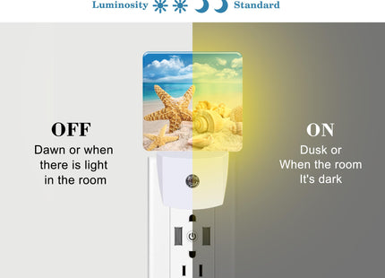 Uiaoiais Night Light Plug into Wall Starfish Seashells On Beach Night Light with Dusk to Dawn Sensor Night Light for Kid Girls Boys Women Men Room Decor, Hallway, Kitchen, Bathroom, Nursery, Stairs
