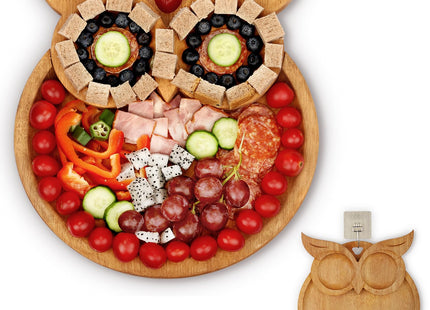 Owl-Shaped Wooden Charcuterie Board, 12" Cheese & Meat Platter, Large Serving Tray, Housewarming