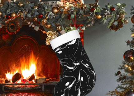 FYCFSLMY Whale Orca Killer Black Large Christmas Stockings, Xmas Tree Fireplace Hanging Decorations for Home Holiday Decor