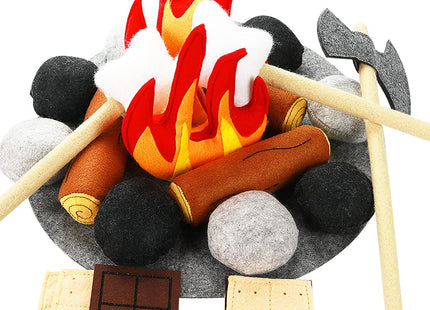 23 PCS Pretend Campfire Toys, Kids Plush Felt Play Campfire Playset Safe Fake Fire Wood Stones Toys Pretend Camping Play Set for Kids Toddlers Age 3-5