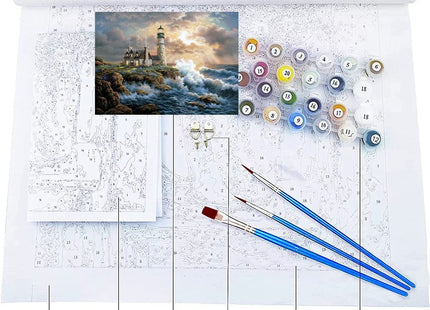 koemhxb Large Paint by Number for Adults(24x16 inch),Lighthouse Paint by Numbers Kits for Adults Beginner,Lighthouse Painting by Numbers for Home Wall Decor