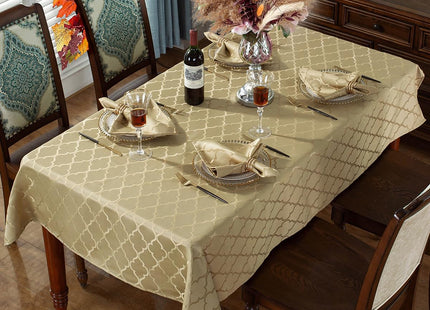 SASTYBALE Autumn Gold Champagne Jacquard Damask Square Tablecloth 52"x52"