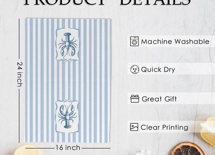 KFXHANGD Ocean Beachy Lobster Crab Kitchen Towels and Dishcloths Sets of 2, Coastal Lobster Crab Decor, Blue Ocean Beach Themed Nautical Decor Dish Hand Tea Towels for Bathroom Kitchen,16x24 in