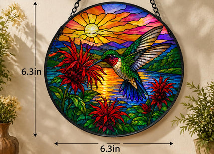 Hummingbird Stained Glass Suncatcher Window Hanging