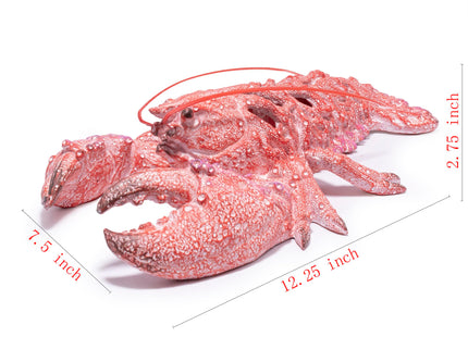 Hodao 12.25“ Red Coral Lobster Figurine Decor for Coastal Home Decor, Ocean Inspired Resin Figurine for Wall, Nautical Beach Bathroom Wall Hanging, Summer Coastal Home, Office Desk Gift