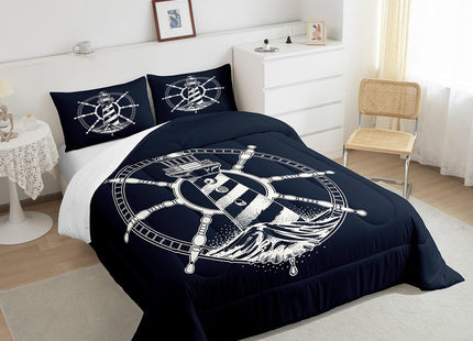 Feelyou Nautical Lighthouse Rudder Comforter Set Queen Size Kids Boys Girls