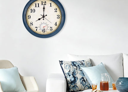 Meridra Wall Clock Battery Operated Silent Rustic Wall Clocks Coastal Wall Decor for Living Room 16 Inch Blue