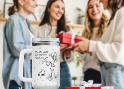 GEPOSTORE Woodland Bear Friends Sketch Tumbler 40oz with Handle and Straw