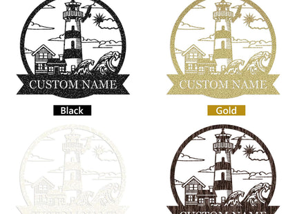 Personalized Lighthouse Metal Signs Nautical Outdoor Decor Metal Beach Sign