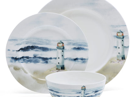 Mikasa Seaside Coastal Bone China Lightweight Chip Resistant 12 Piece Dinnerware Set, Service for 4