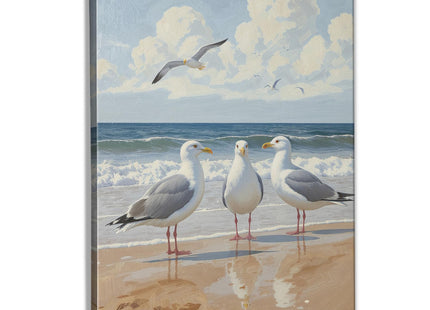 BNHJKFQZ Coastal Beach Seagull Wall Decor,Coastal Seagull Wall Art Prints,Seagulls Gifts Decorations, Beach Room Poster Decor for Kitchen Living Room Bedroom, 14x11 Inches Framed,