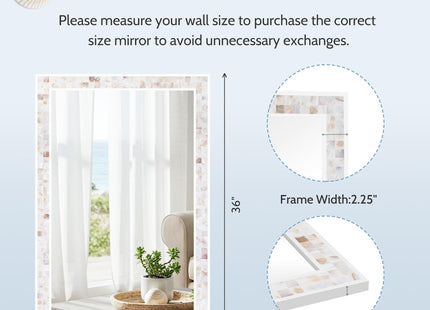 Tanmicoshomy Bathroom Rectangle Mirror 24 x 36 Inch, Coastal Wall Decor