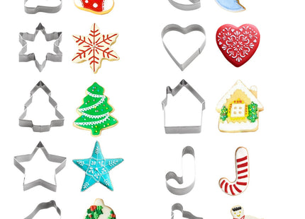 Christmas Cookie Cutters Set - Holiday Mini Cookie Cutter set of 10, Include: Gingerbread House, Snowflake, Christmas Tree, Gingerbread girl, Heart, Star, Moon, Christmas Crutch, Bell, Boot