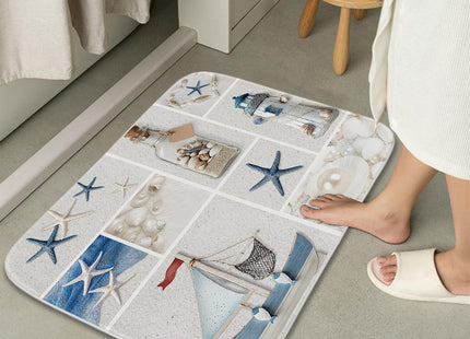 Final Friday Beach Nautical Ocean Coastal Bath Rugs Non Slip Modern Seashell Lighthouse Shower Mat Bathroom Decor Door Rug (20x31 inches, Animals Blue)