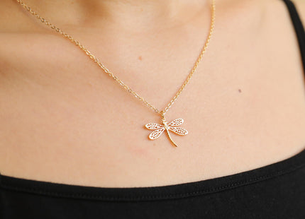 RZKING Golden Dragonfly Necklace Inspirational Gifts for Women (Dragonfly)