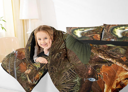 Erosebridal Bass Fish Hunting Duvet Insert Queen Pike Fish Fishing Rod Comforter Set Gifts for Men Women Fisherman Fishing Lover, Retro Wooden Branches Down Comforter Rustic Farmhouse Bedding Set