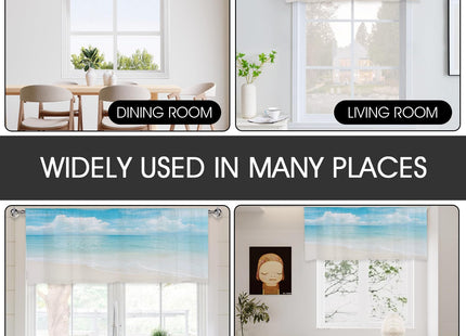 zokyer Coastal Kitchen Valance, Beach Theme, 52" W x 18" L, Rod Pocket