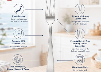 Maine Man Oyster Seafood Cocktail Appetizer Fork, Japanese18/8 Stainless Steel, Set of 4