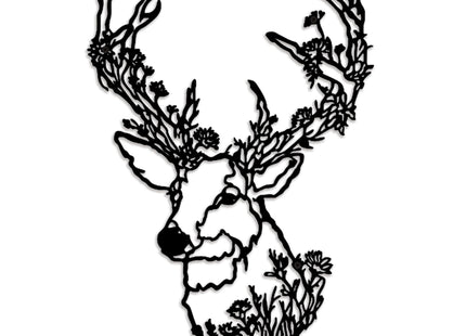 Metal Deer Head Wall Decor, Deer Decor Wall Art, Rustic Hunting Sign, Black