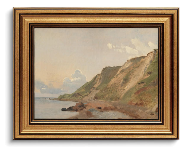 Coastal Landscape Vintage Gold Framed Wall Art 8x10 inch