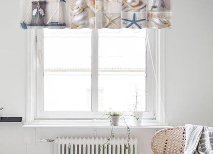 Starfish Valance Curtain for Window, Vintage Beach Ocean Lighthouse Shell Sailboat Casual Summer European Kitchen Panel Windows Treatment Drapes for Bathroom Bedroom 54x18Inch 1P