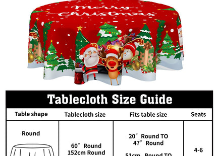 ABSOP Merry Christmas Tablecloth Round 60 Inch Santa Snowman Tablecloth